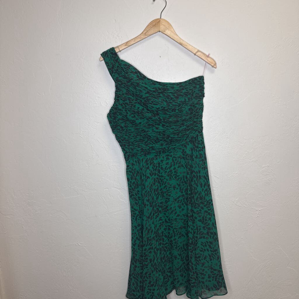 One Shoulder runched Dress cheetah print