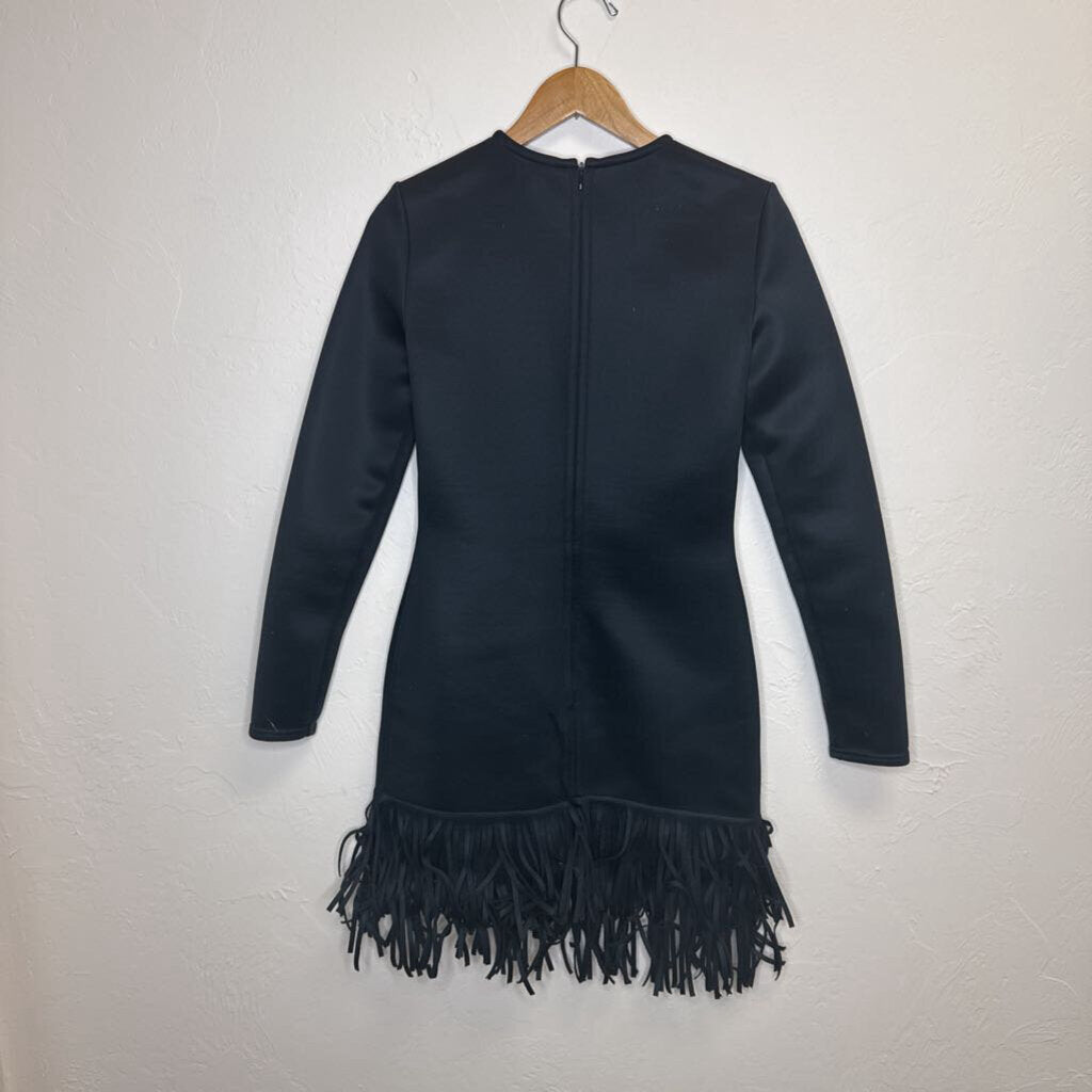 Long sleeve fringe cocktail