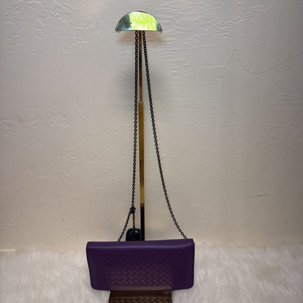 Sac Baguette En Cuir Violet with Chain