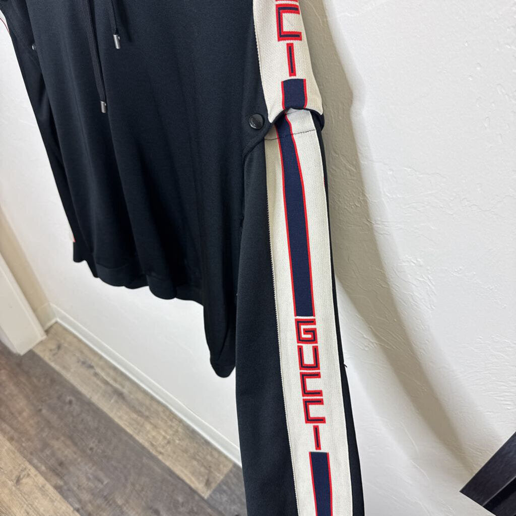 Hooded Web Accent Sweatshirt with Removable Sleeves