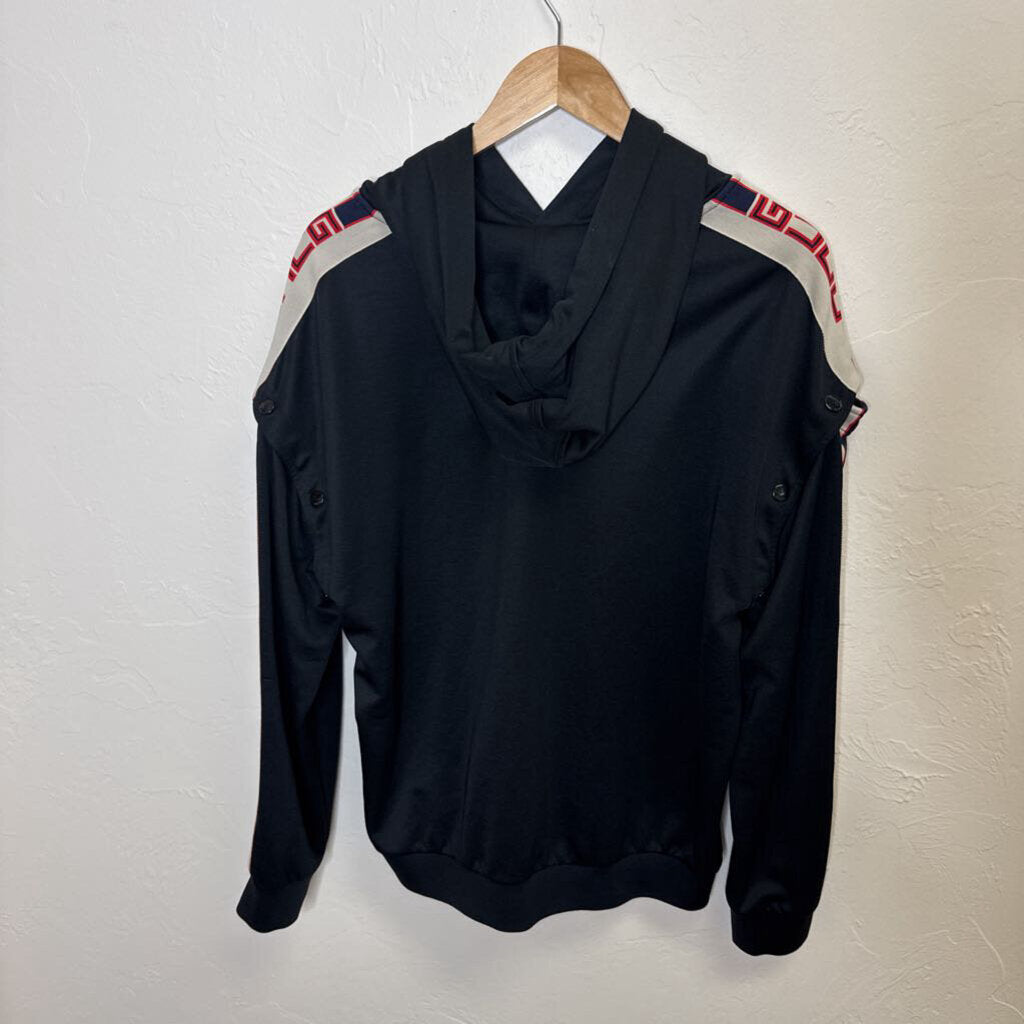 Hooded Web Accent Sweatshirt with Removable Sleeves