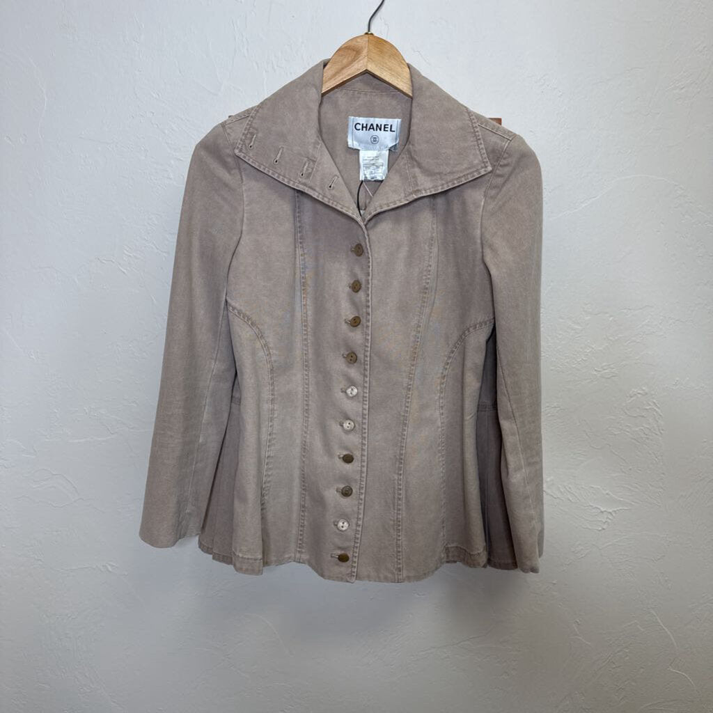 Beige Denim Skirt Set