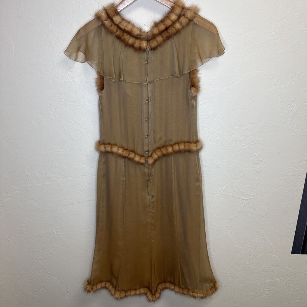 Vintage Dress with Fur Accents