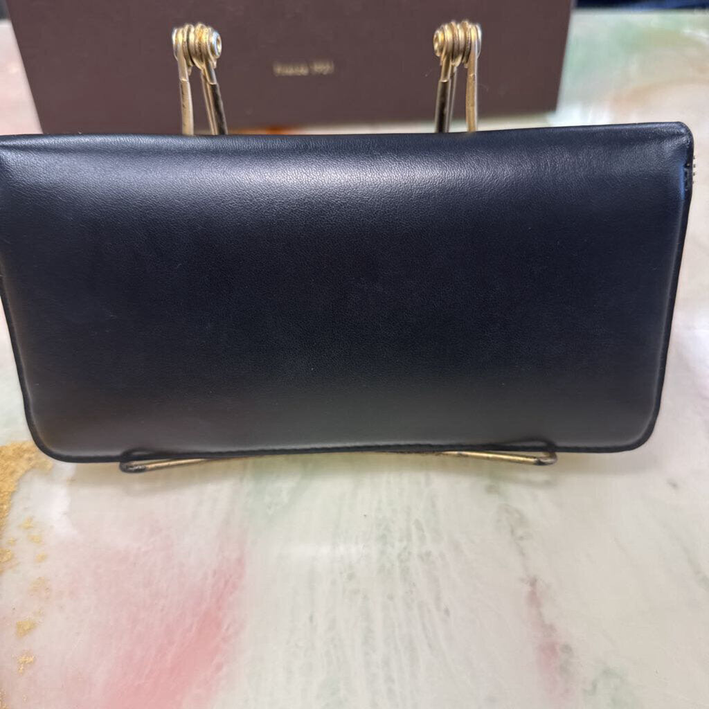 Black Vegan Leather Continental Wallet