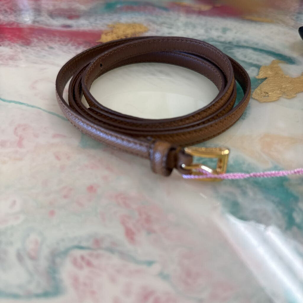 Brown Leather Skinny Belt