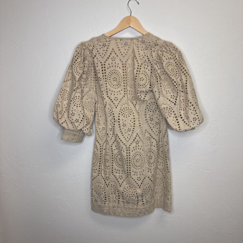 Neutral Cutout Wrap Dress