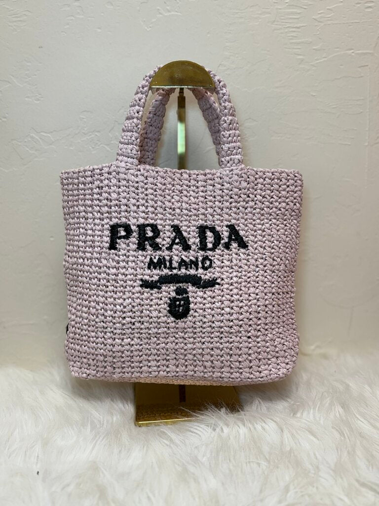 Alabaster Pink Small Raffia Tote
