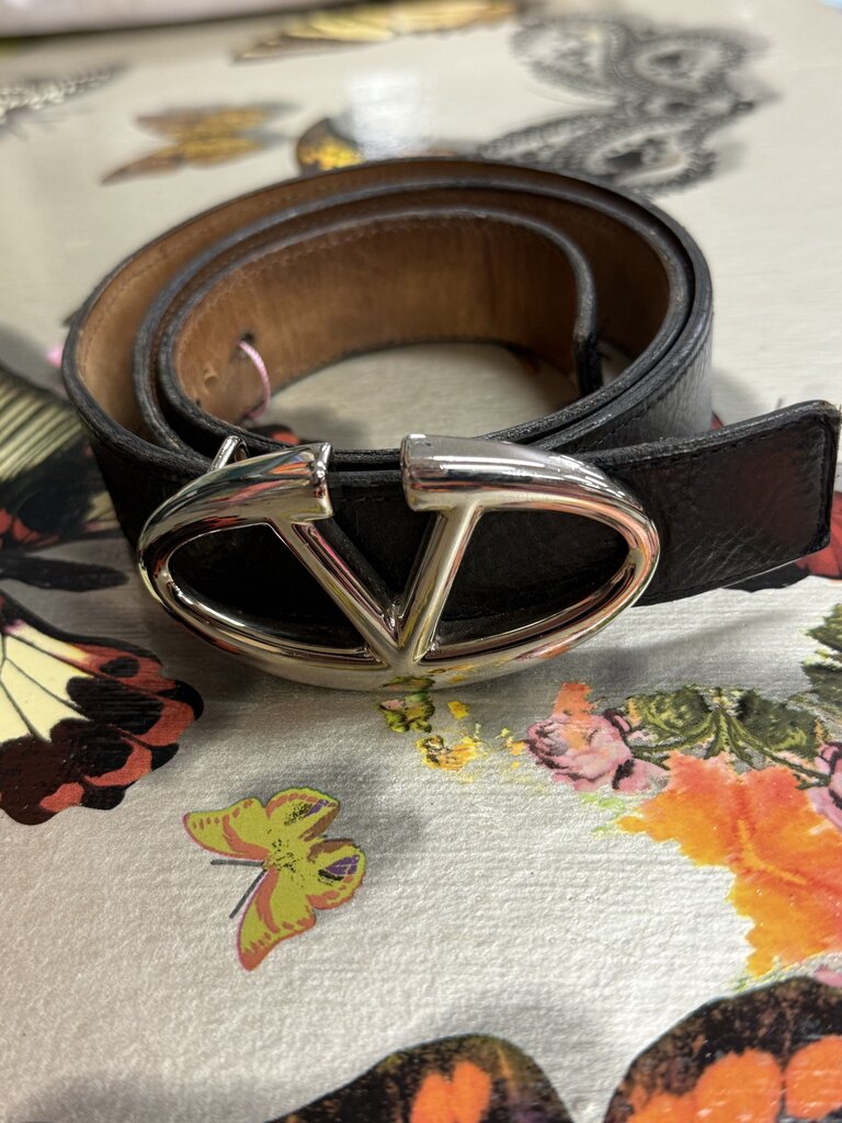 Black Leather Logo Belt