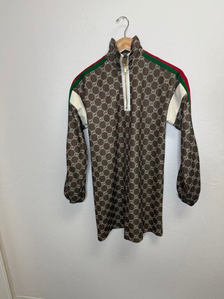 Khaki Green GG Supreme Technical Jersey Dress