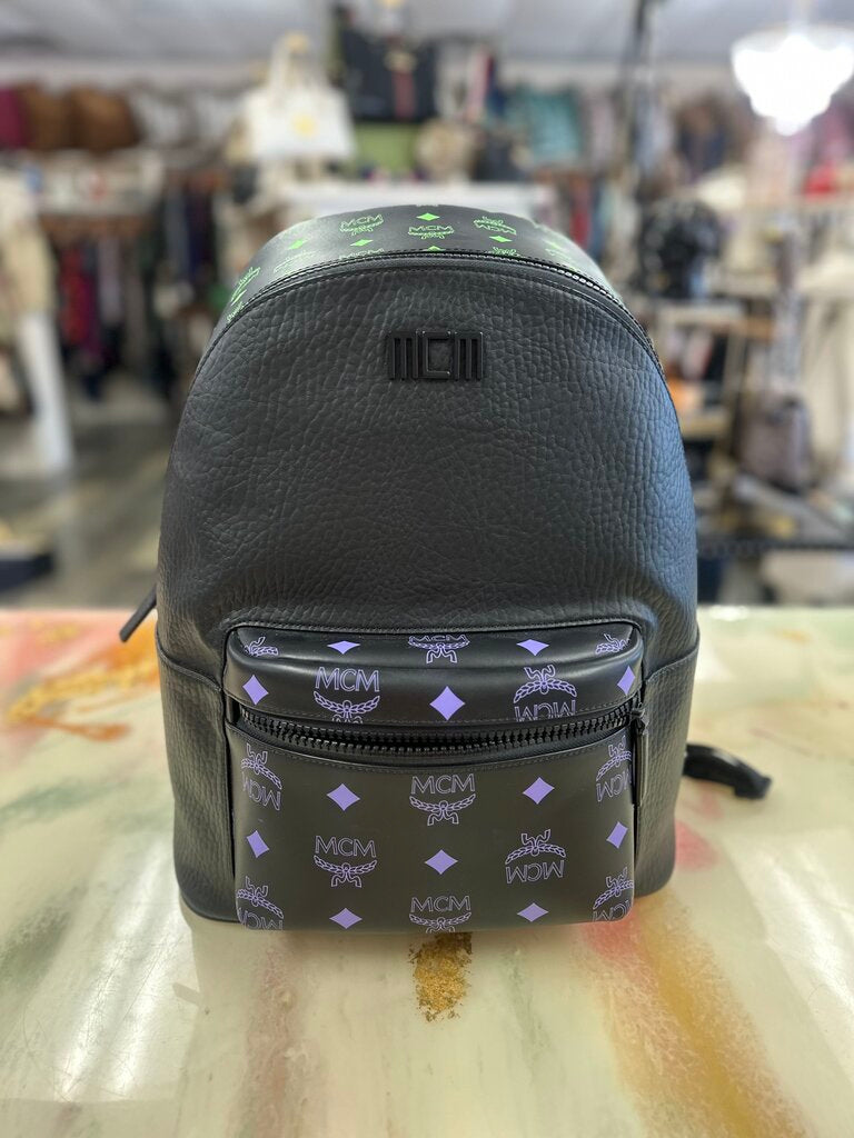 Color Splash Logo Leather Backpack