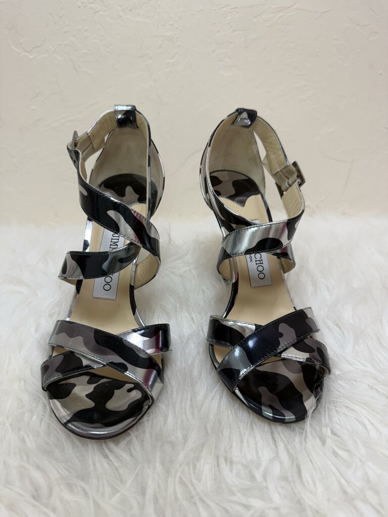 Black Silver Strappy Sandals