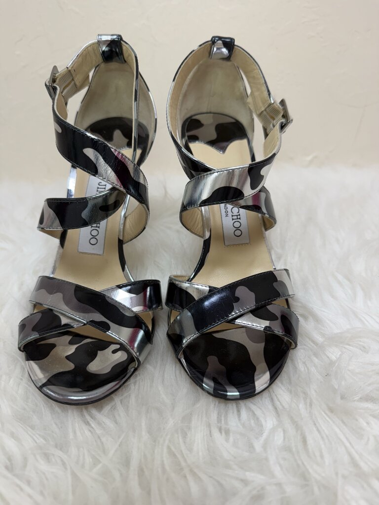 Black Silver Strappy Sandals