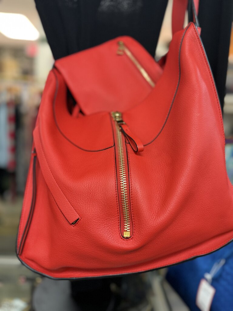 Cherry Red Calfskin Hammock Shoulder Bag