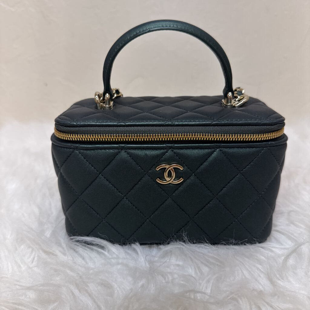 Top Handle Slim Calfskin Vanity Crossbody Case