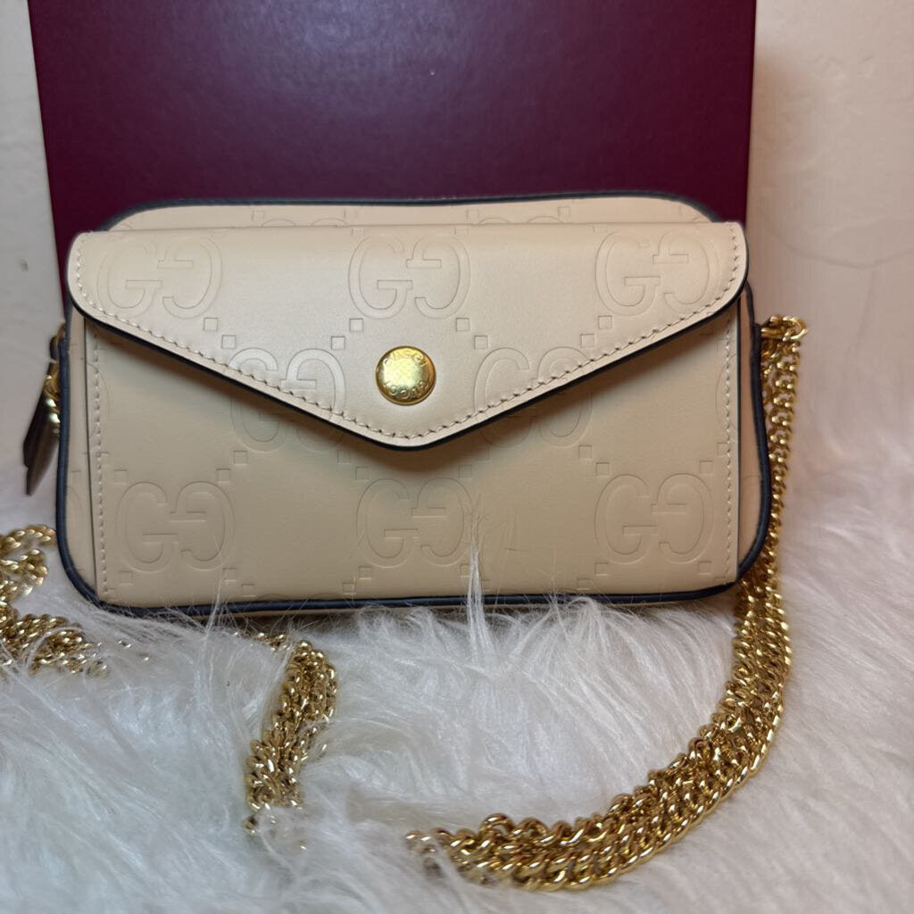 Debossed Calfskin GG Super Mini with chain