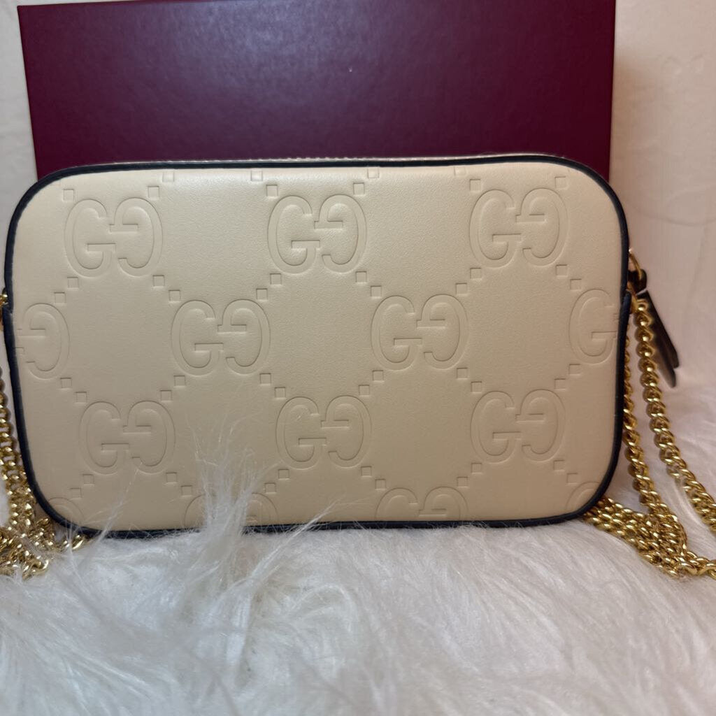 Debossed Calfskin GG Super Mini with chain