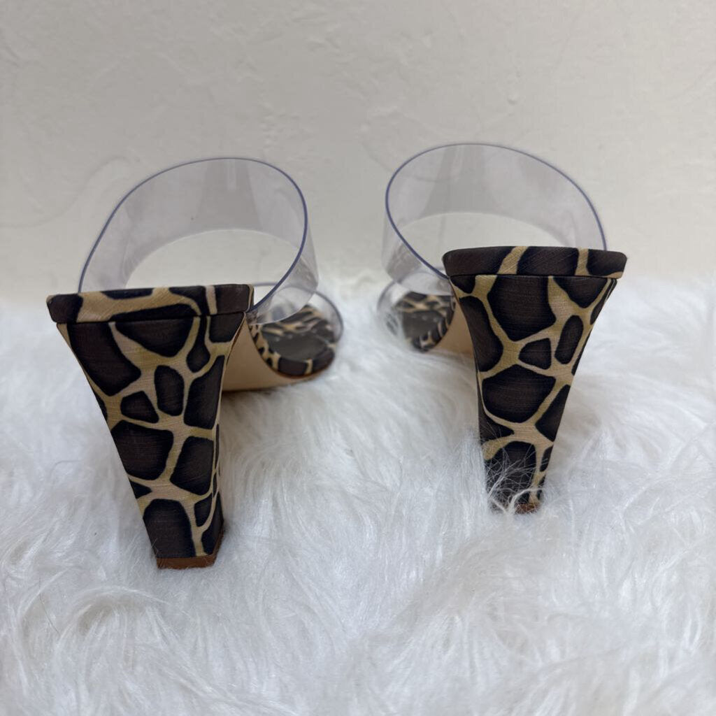 Manolo Blahnik Clear Strap Animal Print Heels
