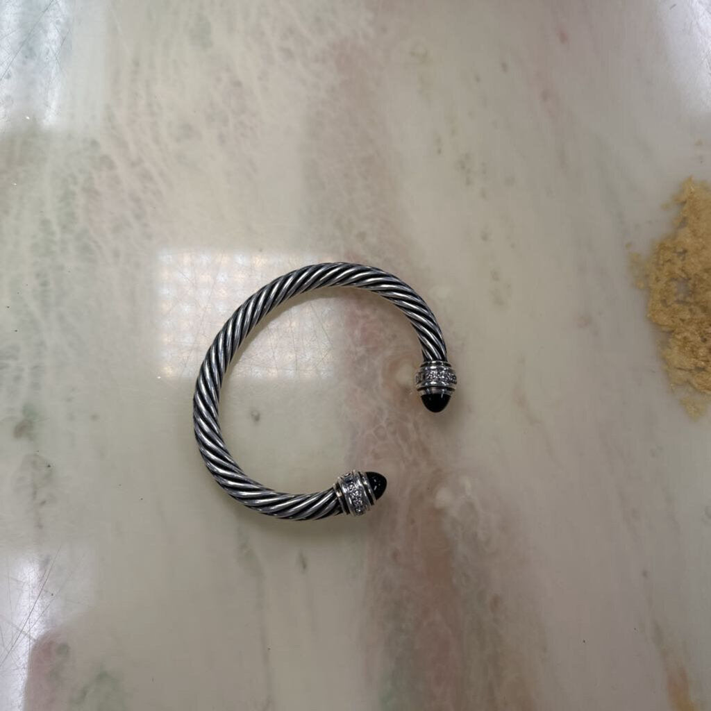 Cable Bracelet with Black Onyx and Diamonds