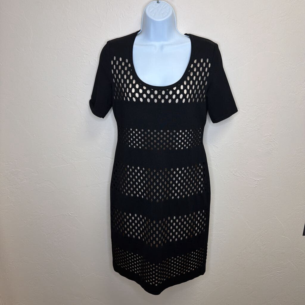 Abito Lace Effect Short Sleeve Dress