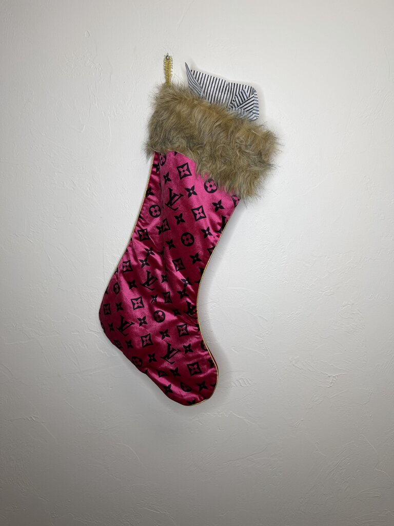 LV Brown Fur Trim Stocking
