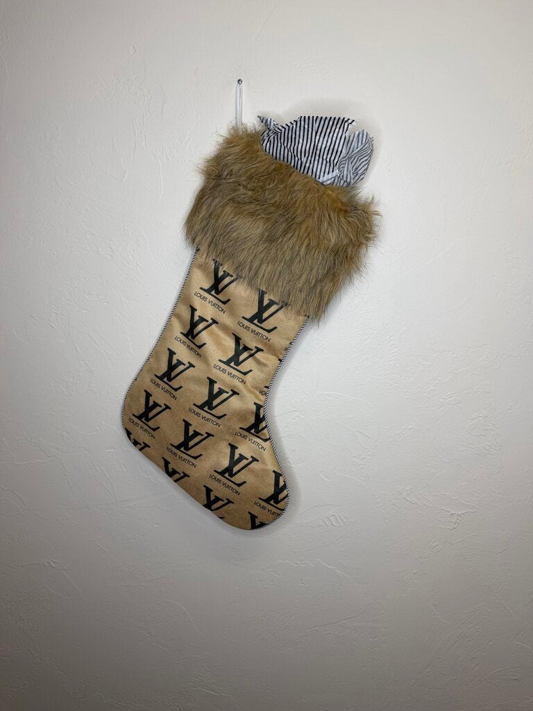 LV Brown Fur Trim Stocking