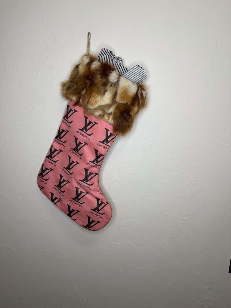LV Brown Fur Trim Stocking