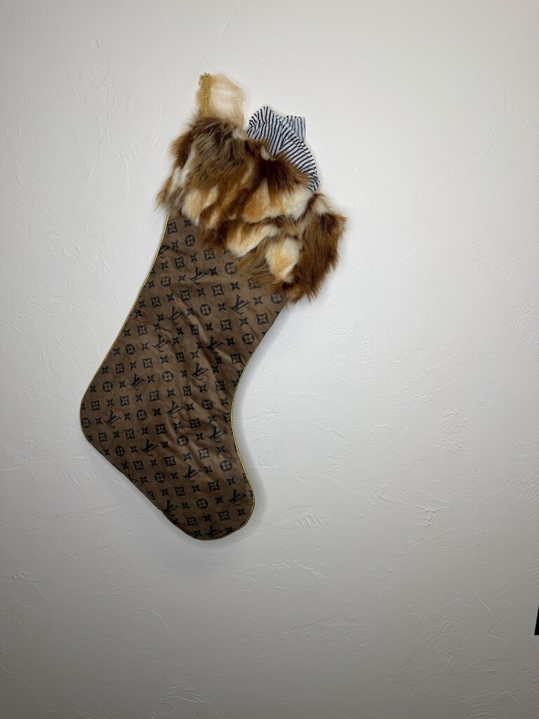 LV Brown Fur Trim Stocking