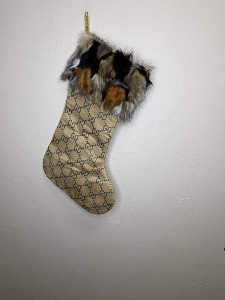 Gucci GG Brown Fur Trim Stocking