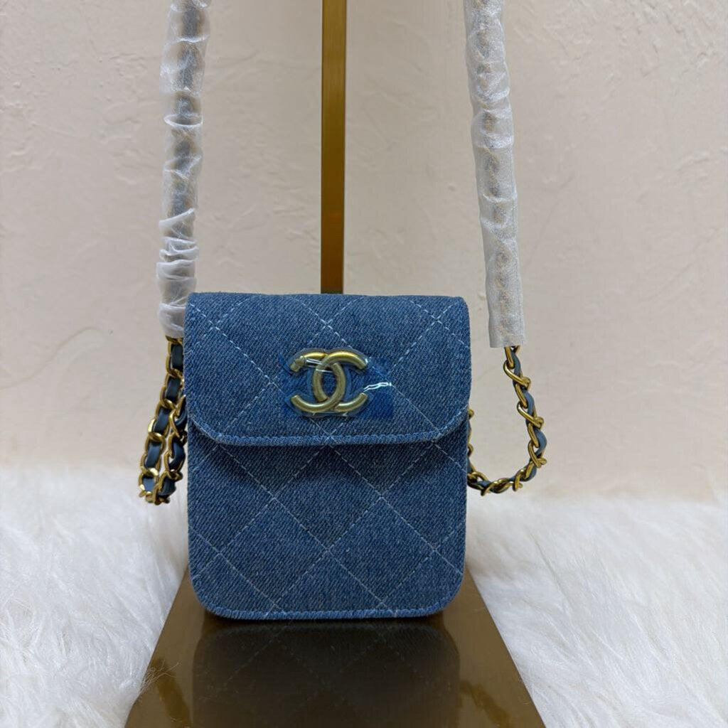 Denim Quilted Flap Mini