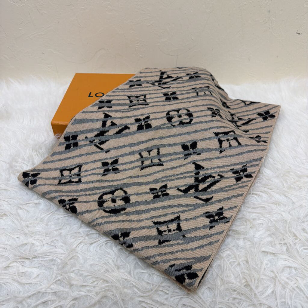 Striped and Monogram Scarf