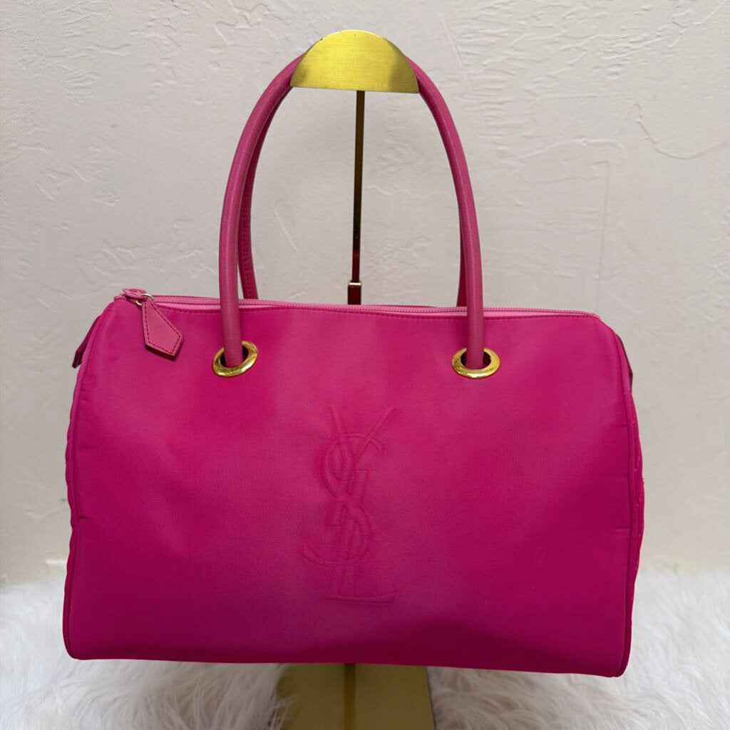 Hot Pink Nylon Leather Boston Bag