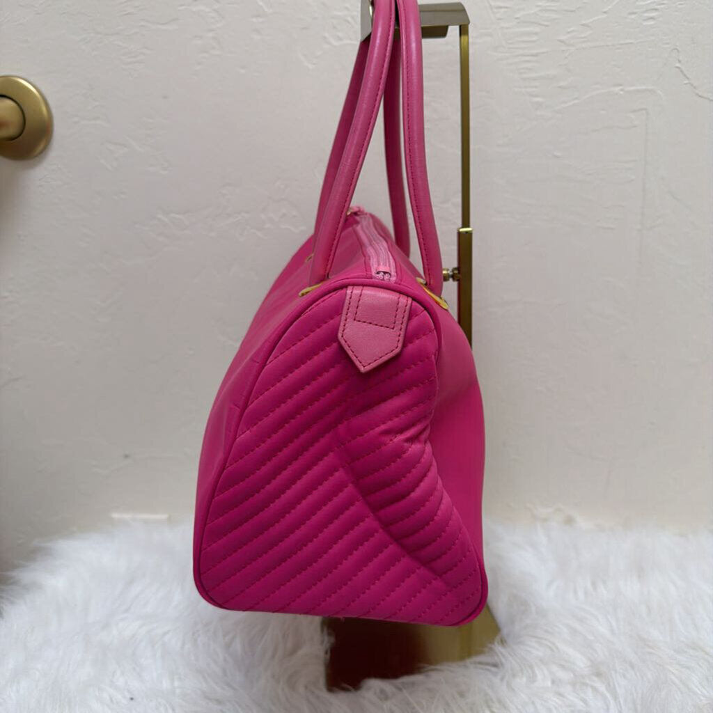 Hot Pink Nylon Leather Boston Bag