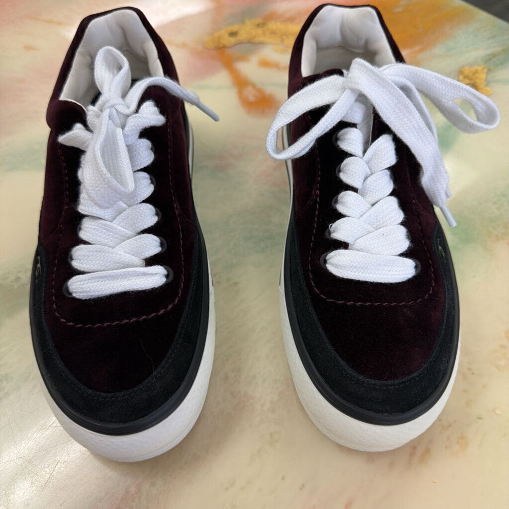 Interlocking CC Logo Velvet Suede Platform Trainers