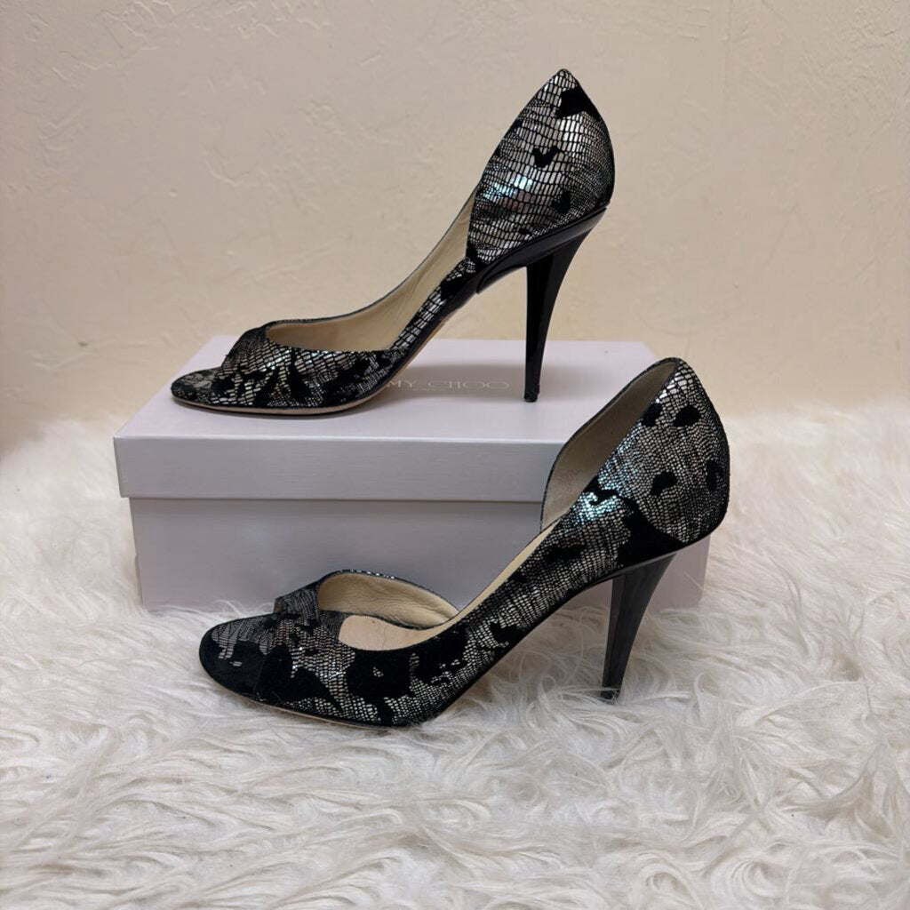 Metallic Printed Suede Silver Gino