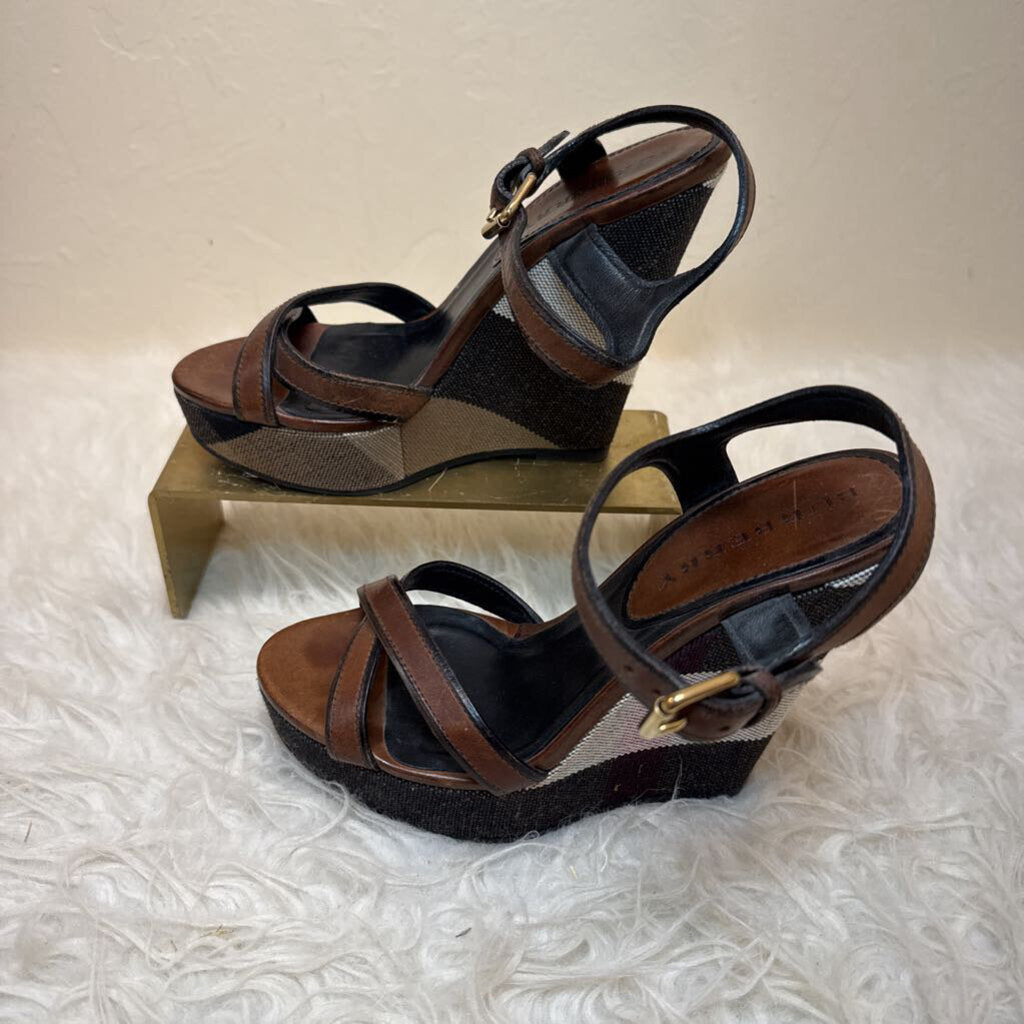 Check Leather and Platform Wedge (Dust bag)