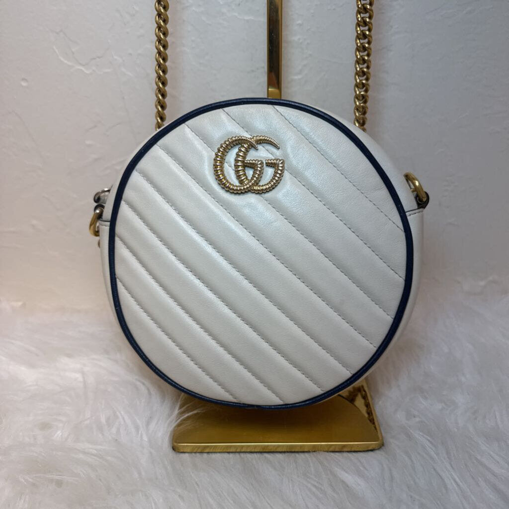 GG Azalea Round in Matelasse White Leather
