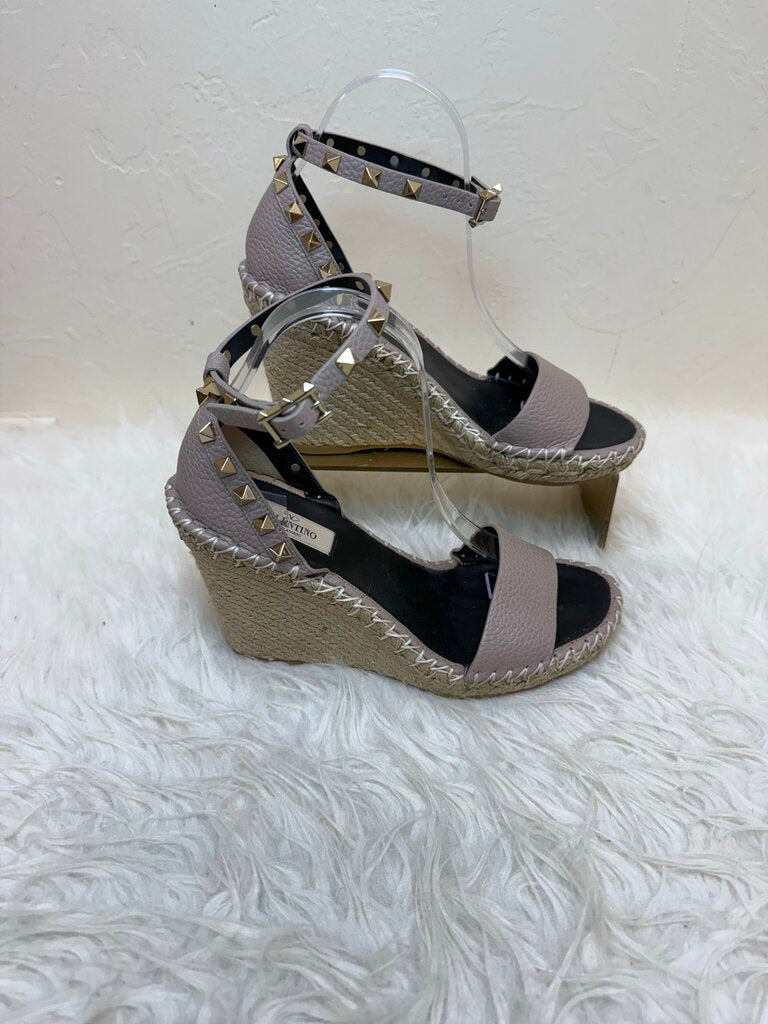 Garavani Rockstud Ankle Strap Espadrille Wedge