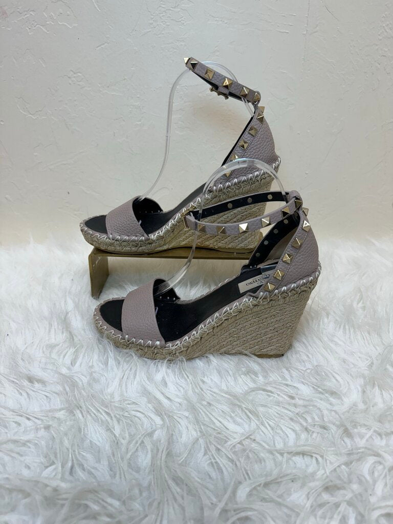 Garavani Rockstud Ankle Strap Espadrille Wedge