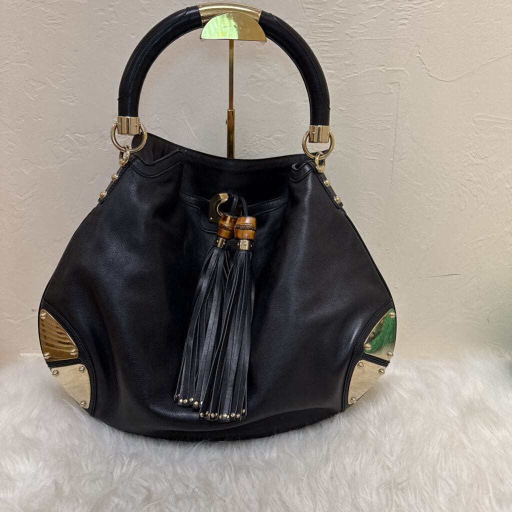 Leather Indy Hobo w/ Bamboo Handle