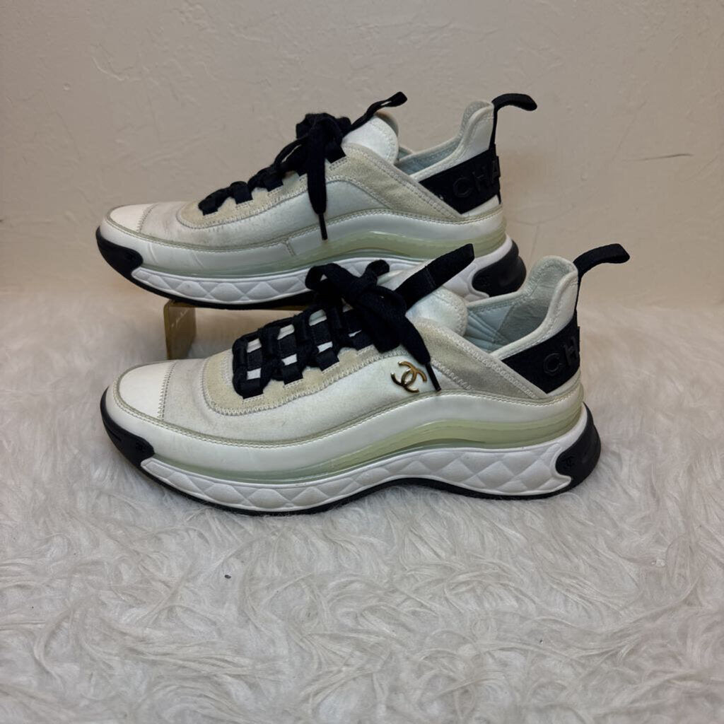 White suede and leather sneakers