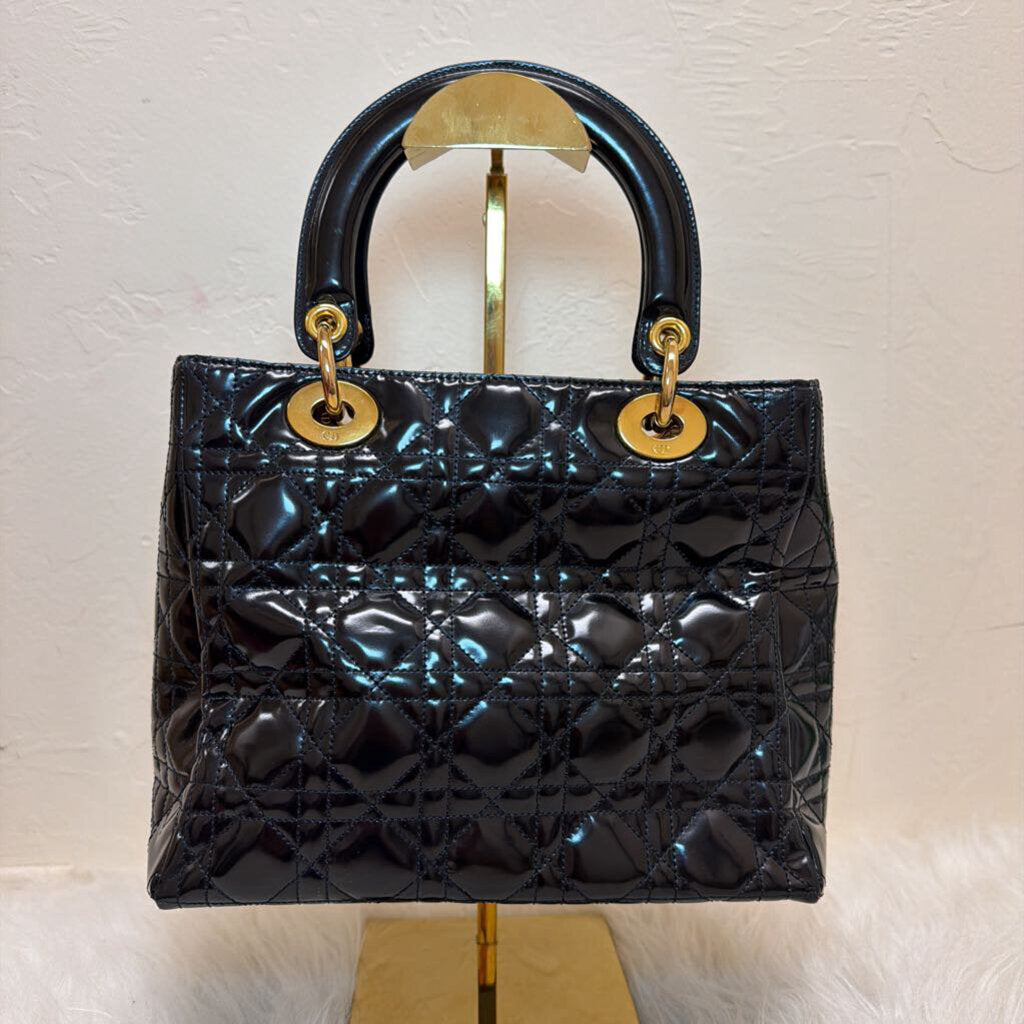 Black Cannage Lady Dior Patent