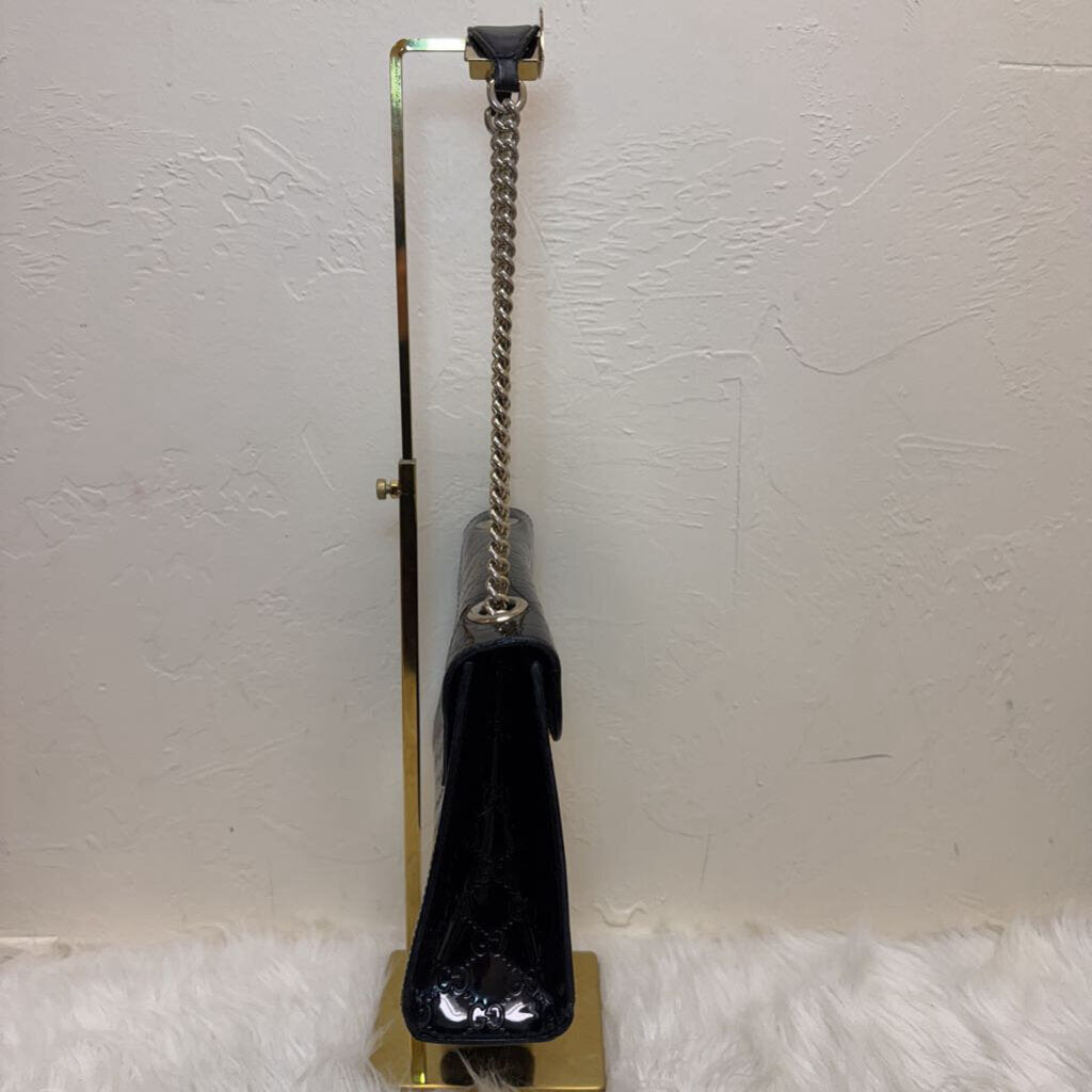 Guccissima Black Patent Emily Chain Bag