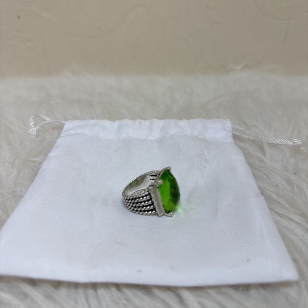 Sterling Silver Wheaton Ring w/ Peridot and Diamonds