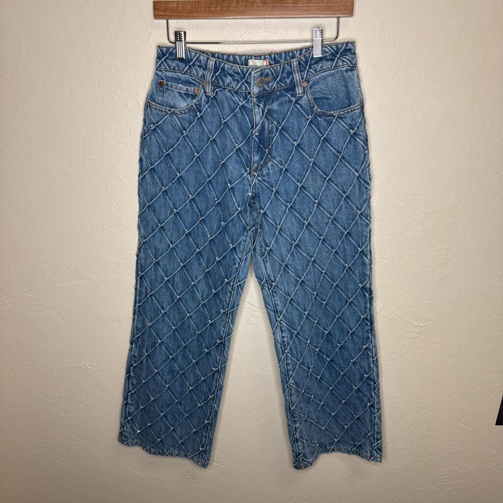 NWT Quilted Jeans with Pearl & Rhinestone Embellishments