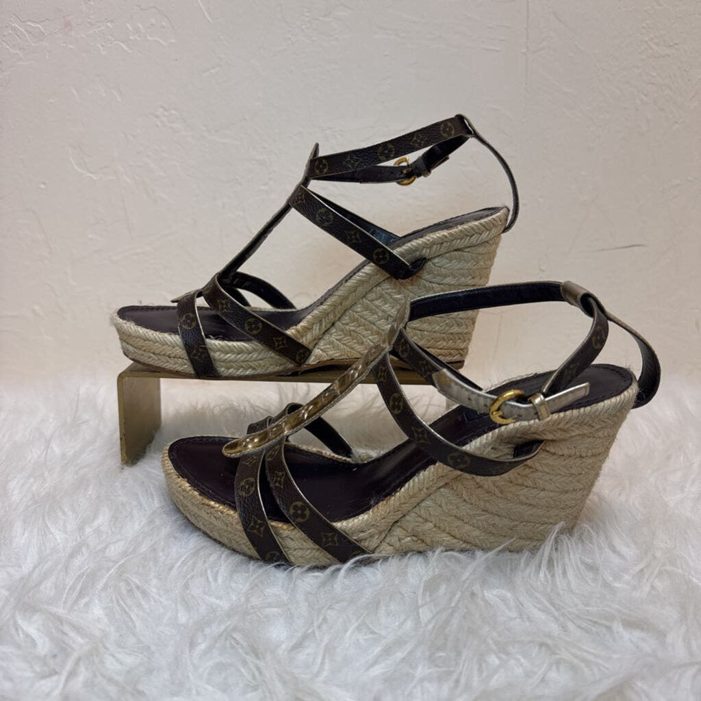 Monogram Wedge Sandals