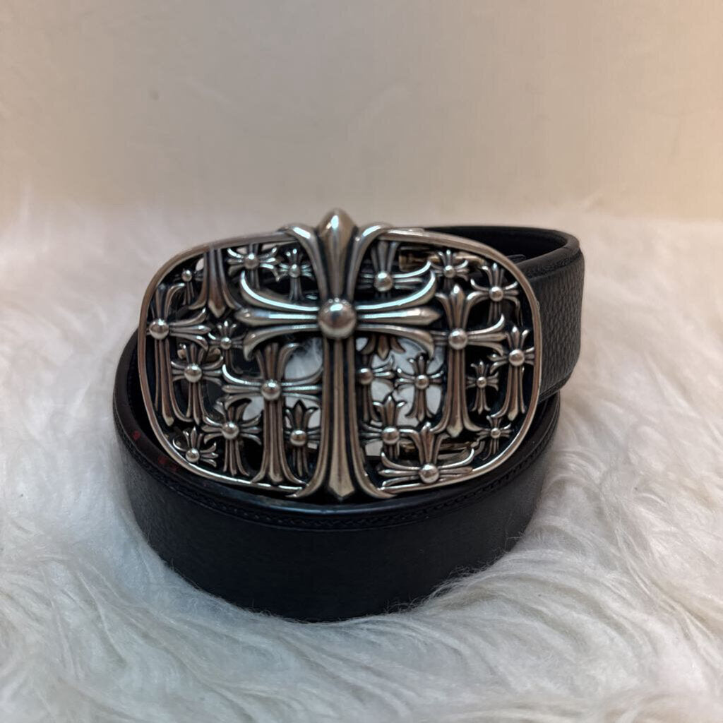 Black Chrome Hearts Belt w/ Silver Buckle