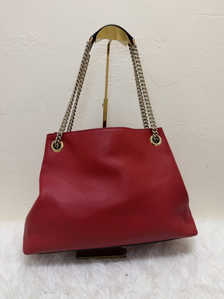 Red Pebbled Leather Soho Chain Tote