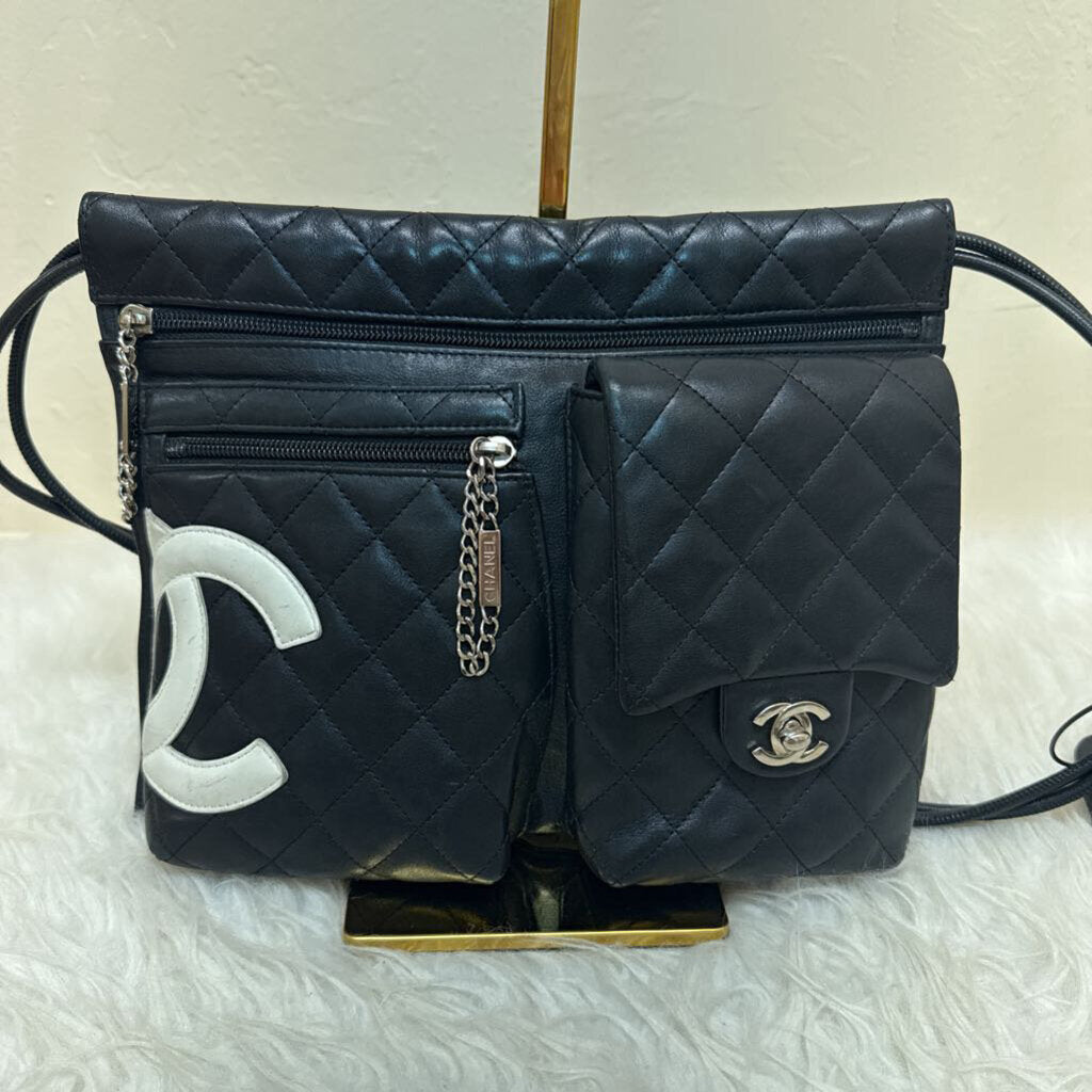 Black Calfskin Cambon Ligne Shoulder Bag