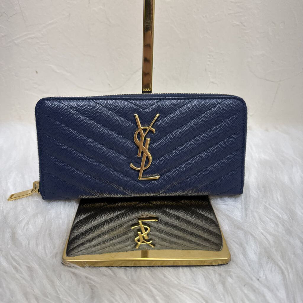 YSL Monogram Matelassé Chevron Leather Zip-Around