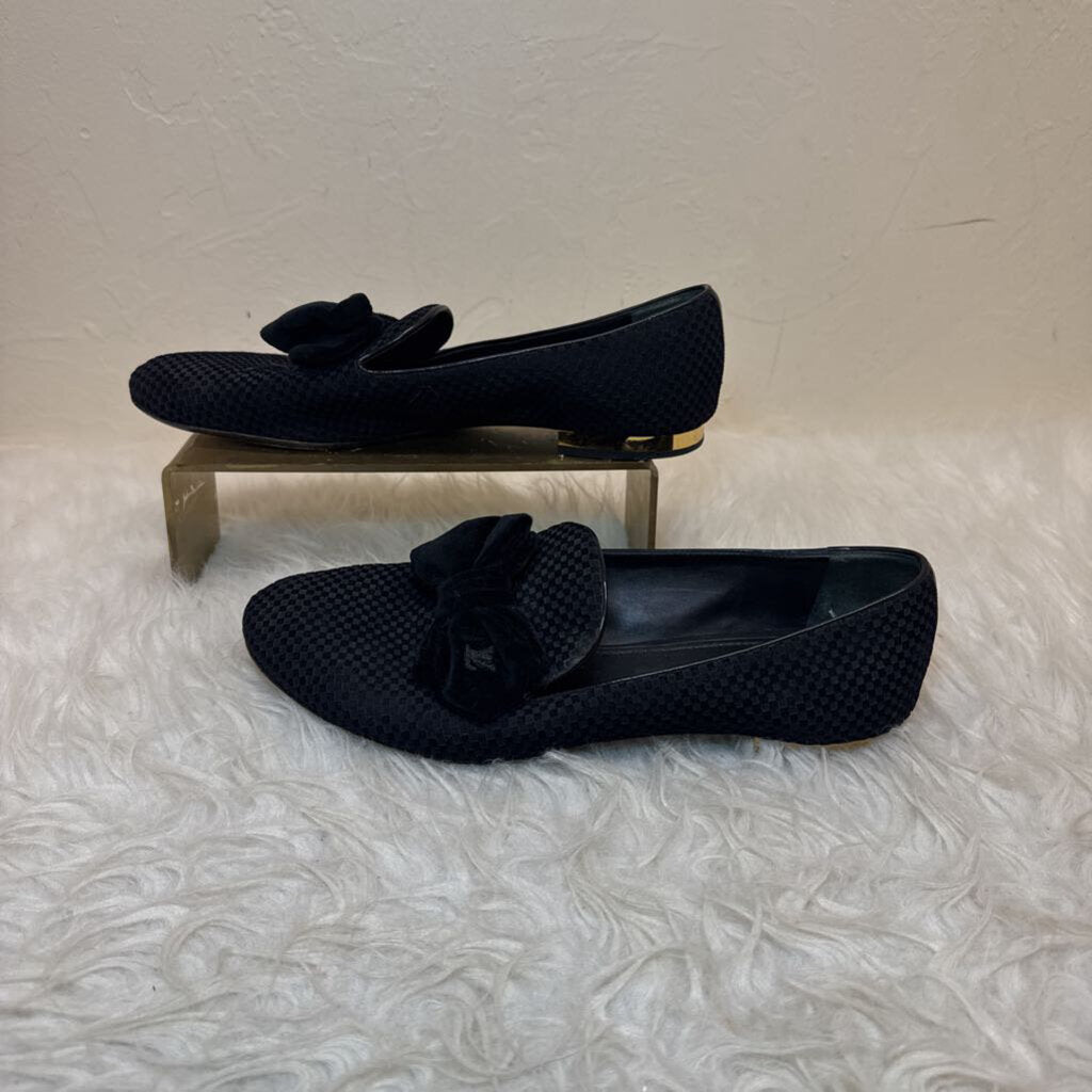 Black Velvet Petit Damier Smoking Slippers